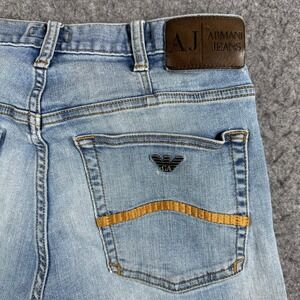 Armani Jeans Mens Size 30W 32L Light Wash Regular Fit Jeans J21 HOLES IN POCKETS